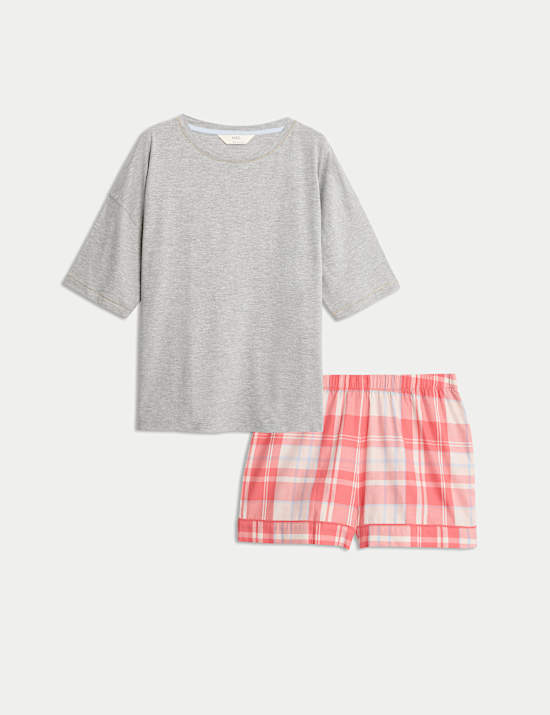 Pure Cotton Checked Shortie Set