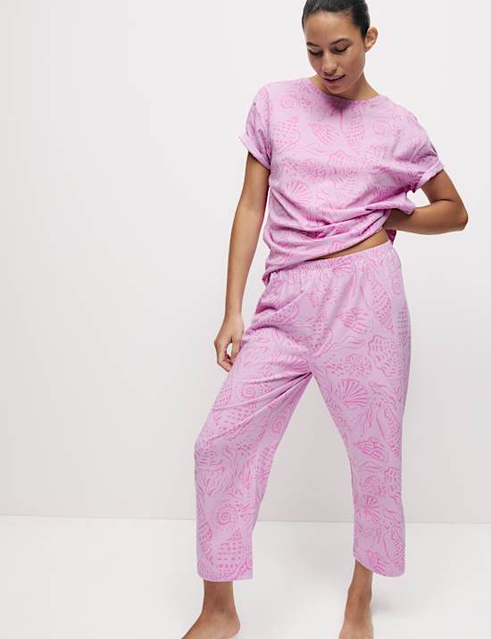 Cotton Rich Printed Cropped Pyjama Set