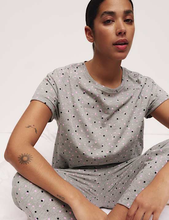 Cotton Rich Printed Cropped Pyjama Set