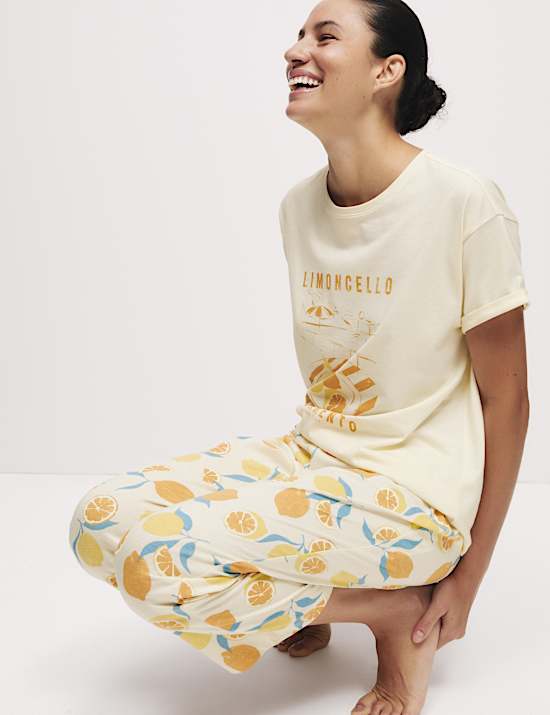 Pyjacourt en coton avec imprimé