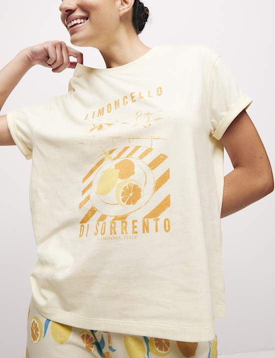 Pyjacourt en coton avec imprimé