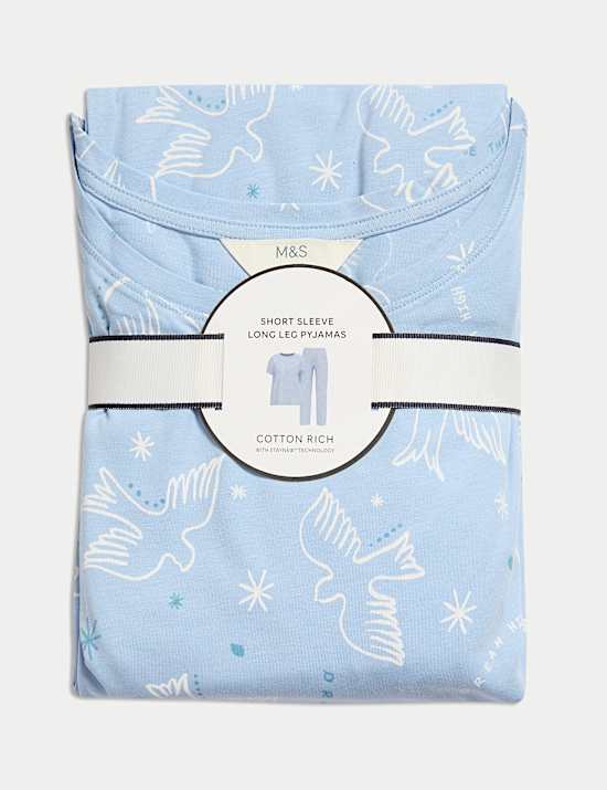 Cotton Rich Leaf Print Pyjama Set