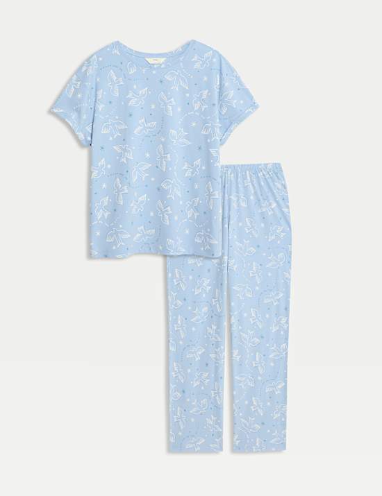 Cotton Rich Leaf Print Pyjama Set