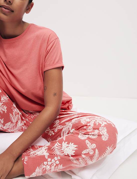 Cotton Rich Leaf Print Pyjama Set