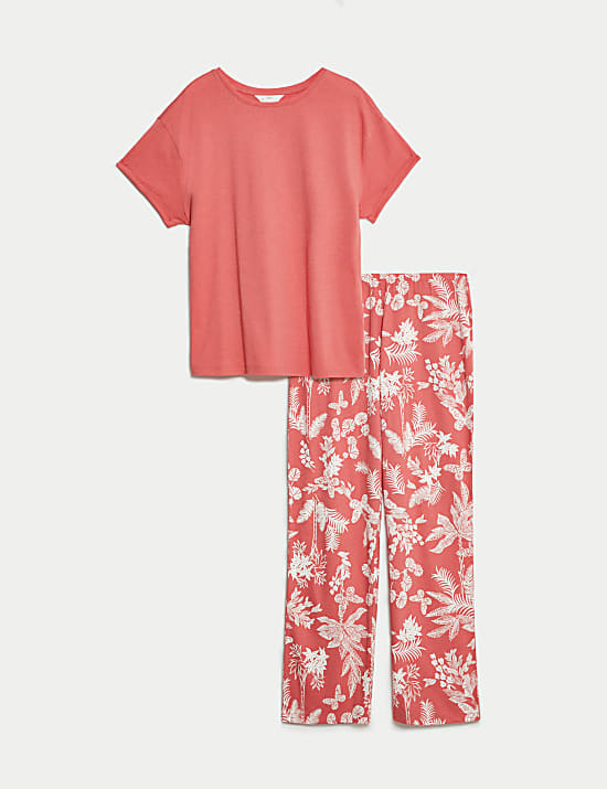 Pijama de algod&oacute;n con estampado de jojas