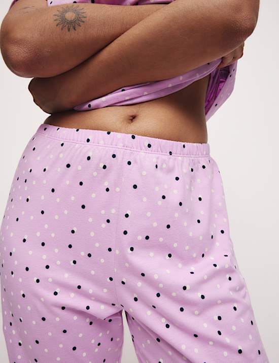 Cotton Rich Leaf Print Pyjama Set