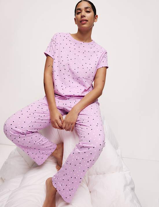 Cotton Rich Leaf Print Pyjama Set