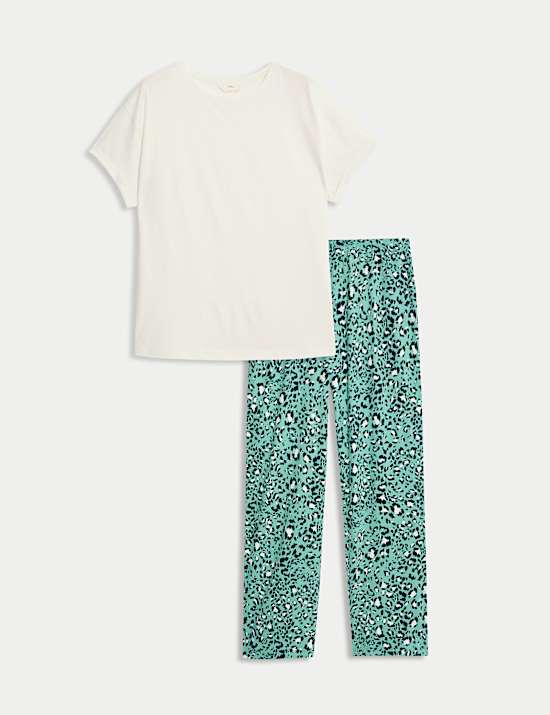 Cotton Rich Leaf Print Pyjama Set