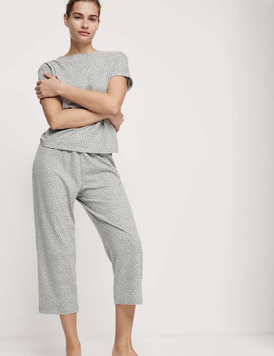 Cotton Rich Printed Cropped Pyjama Set