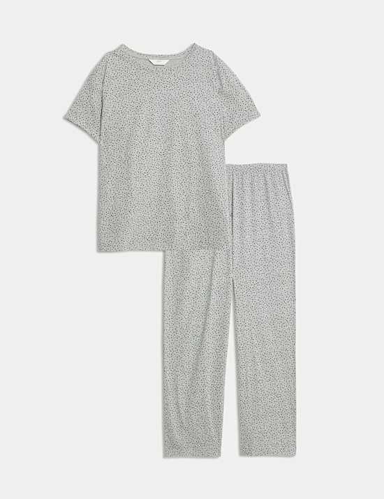 Cotton Rich Printed Cropped Pyjama Set