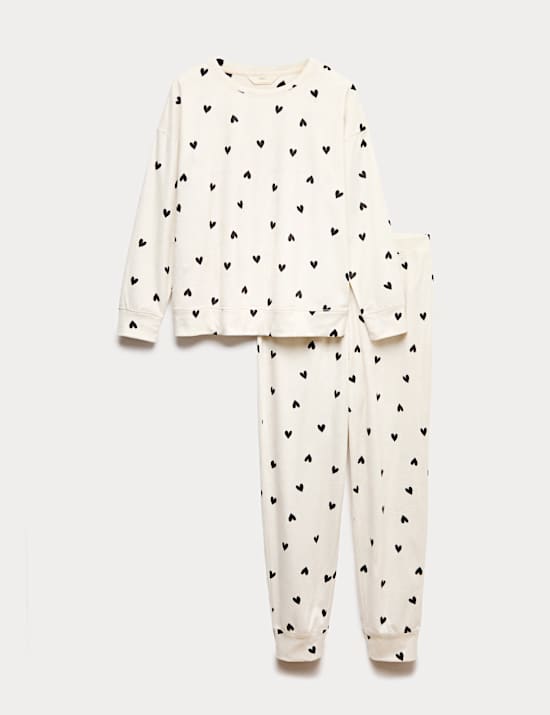 Fleece Star Print Cuffed Hem Pyjama Set