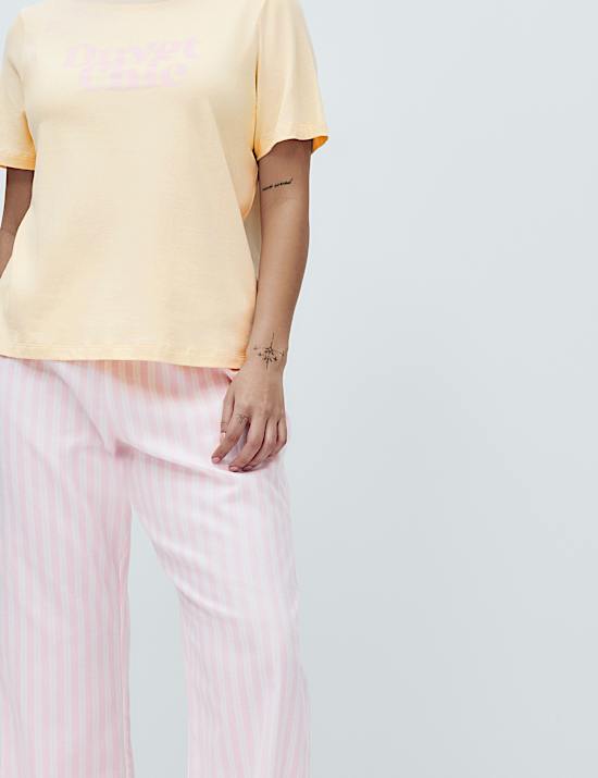 Pure Cotton Pyjama Set With Woven Bottoms