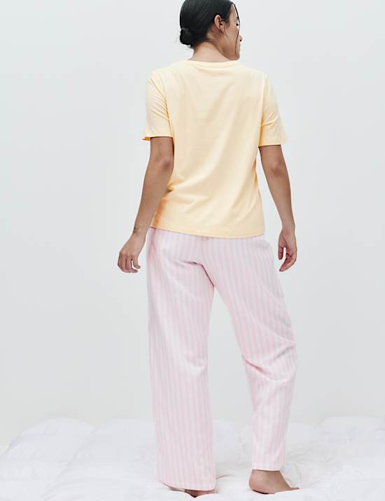 Pure Cotton Pyjama Set With Woven Bottoms