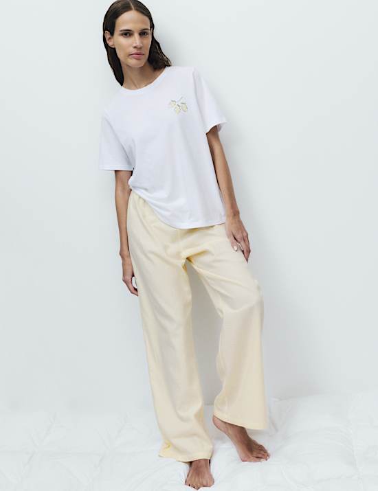 Pyjama 100 % coton avec bas tiss&eacute;