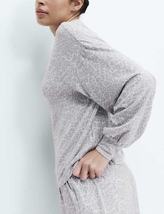 Cosy Knit Printed Cuffed Pyjama Set