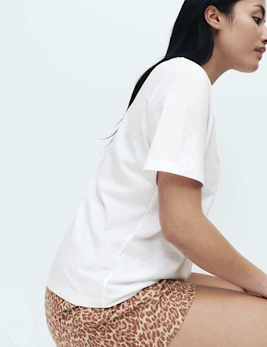 Ensemble shorty en coton avec imprim&eacute;