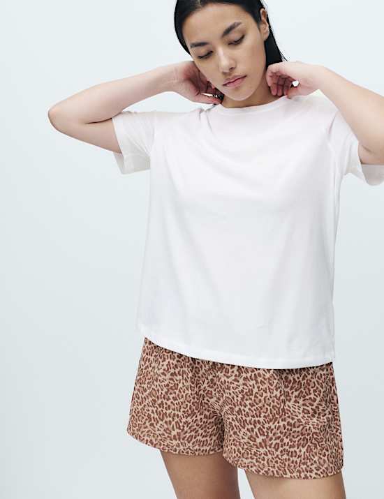 Ensemble shorty en coton avec imprim&eacute;