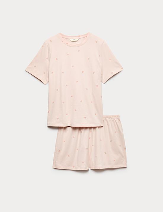Ensemble shorty en coton avec imprim&eacute;
