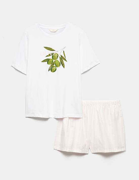 Shortie-Set mit hohem Baumwollanteil und Muster