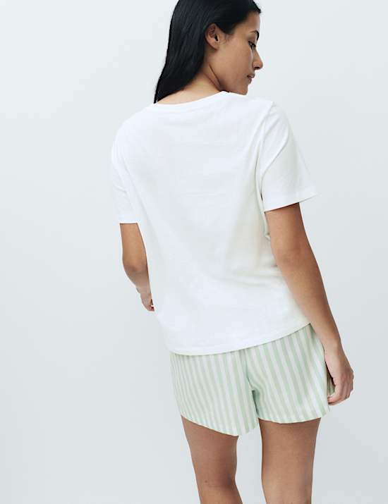 Ensemble shorty en coton avec imprim&eacute;