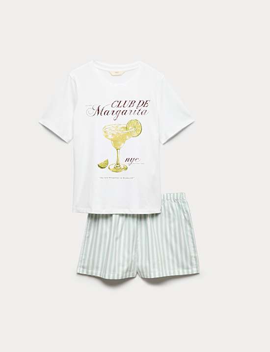 Ensemble shorty en coton avec imprim&eacute;