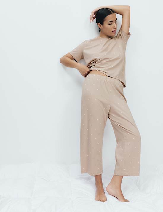 Pure Cotton Printed Cropped Pyjama Set