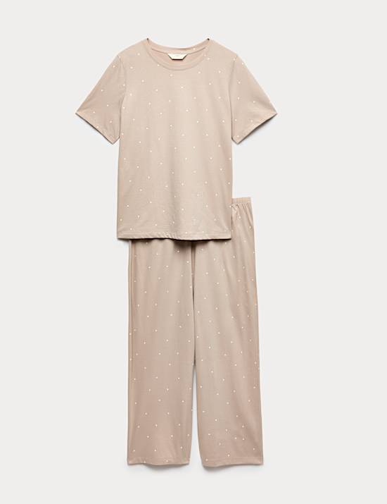 Pure Cotton Printed Cropped Pyjama Set