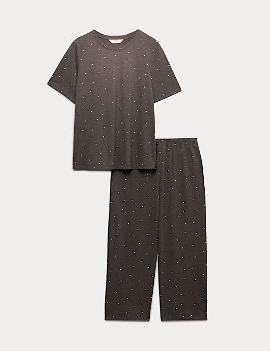 Pure Cotton Printed Cropped Pyjama Set