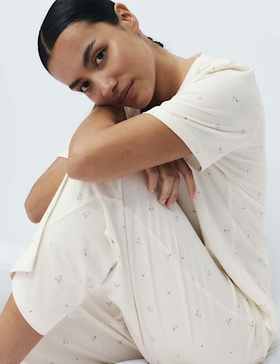 Korte pyjamaset van puur katoen met print