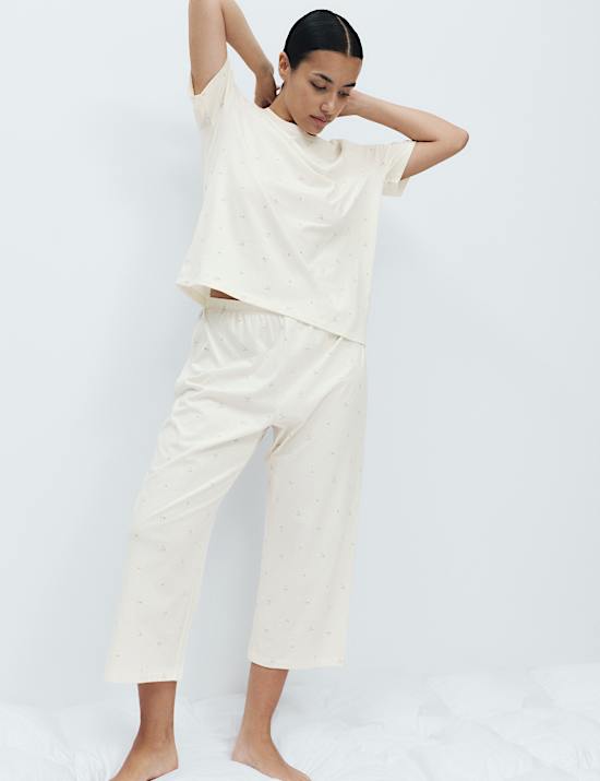 Korte pyjamaset van puur katoen met print