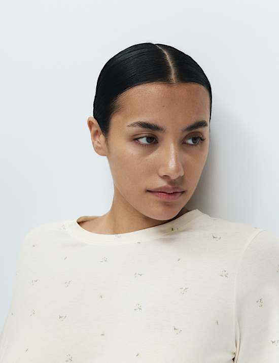 Korte pyjamaset van puur katoen met print