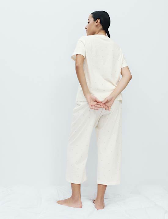 Korte pyjamaset van puur katoen met print