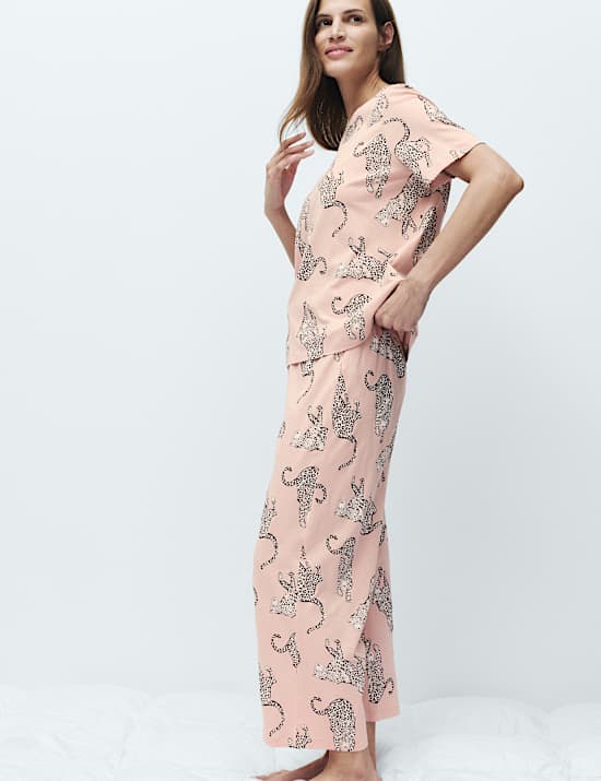 Pure Cotton Printed Cropped Pyjama Set