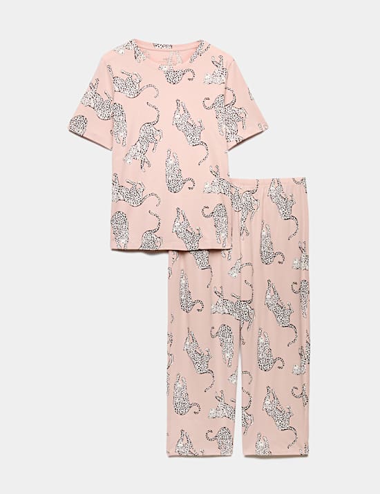 Pure Cotton Printed Cropped Pyjama Set