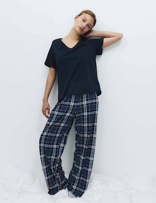 Pure Cotton Checked Long Pyjama Set
