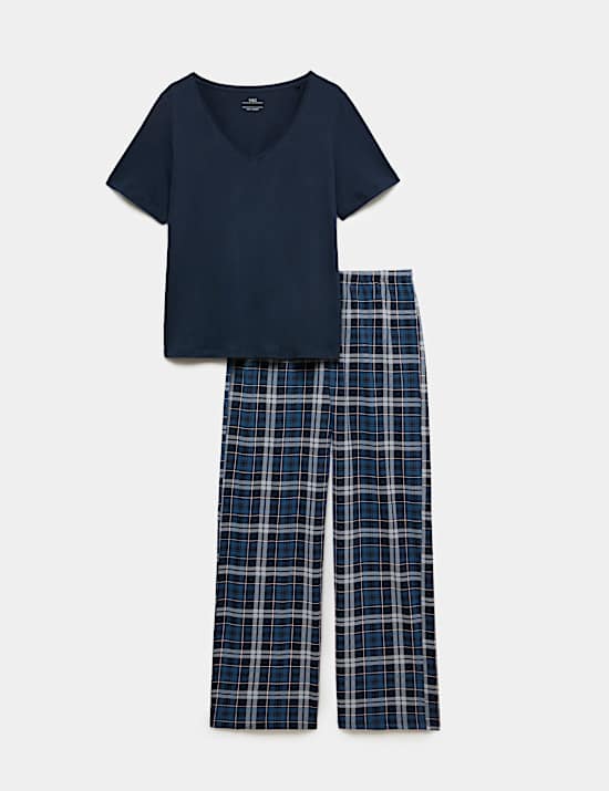 Pure Cotton Checked Long Pyjama Set