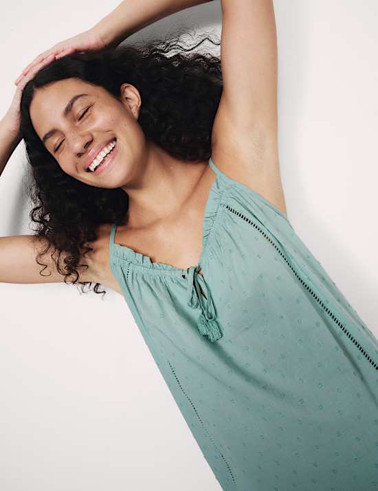 Pure Cotton Dobby Tie Front Chemise