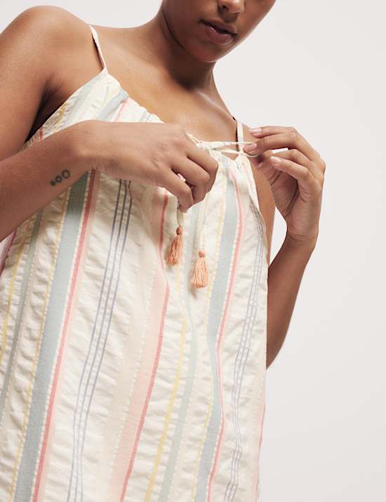 Cotton Rich Seersucker Striped Chemise