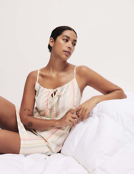 Cotton Rich Seersucker Striped Chemise