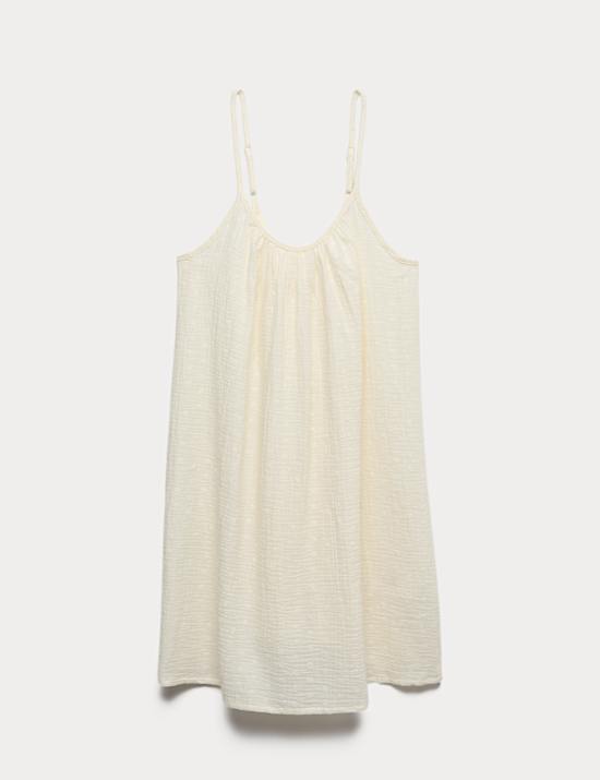 Nuisette coupe courte en mousseline &agrave; broderie