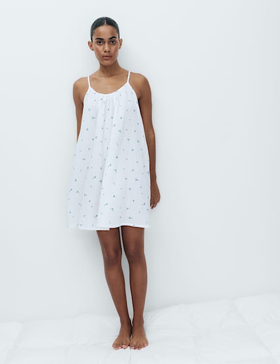 Muslin Printed Short Chemise