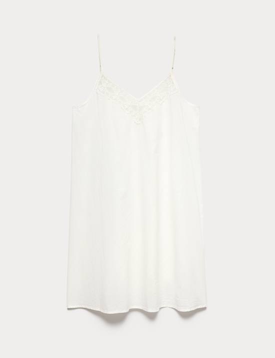 Pure Cotton Lace Trim Chemise