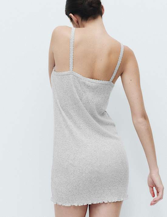 Cotton Blend Pointelle Short Chemise