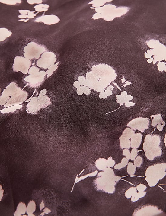 Σατέν ρόμπα με φαρδιά μανίκια και φλοράλ print