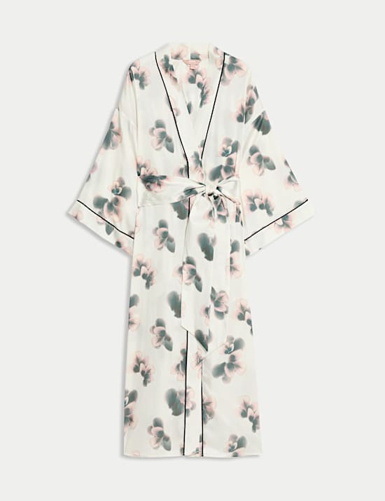 Satin Floral Wide Sleeve Wrap