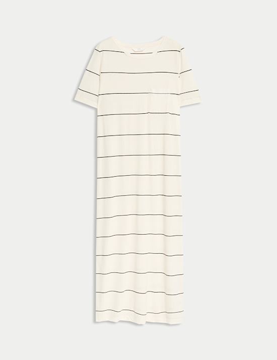 Cotton Modal Long Striped Nightdress