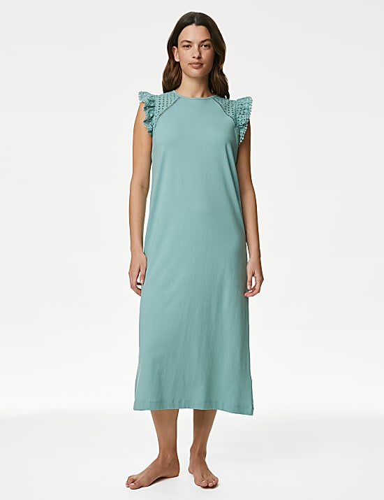 Pure Cotton Broderie Trim Nightdress