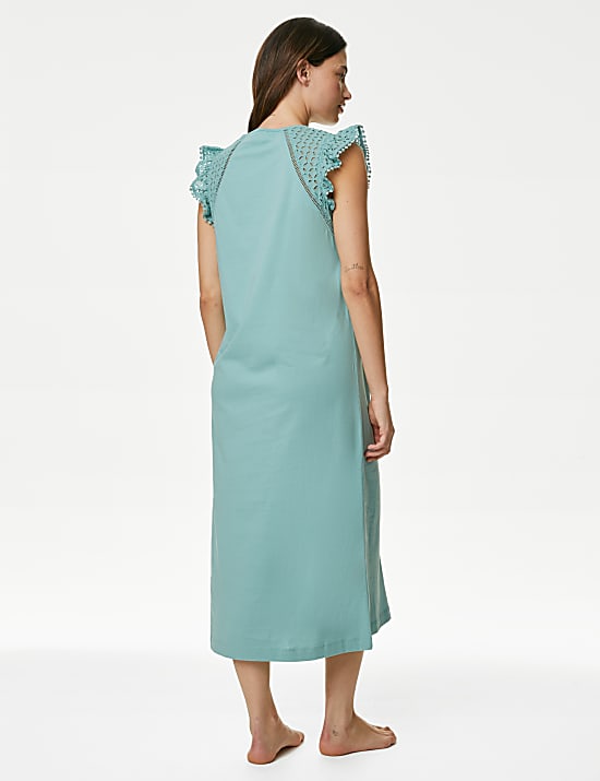 Pure Cotton Broderie Trim Nightdress