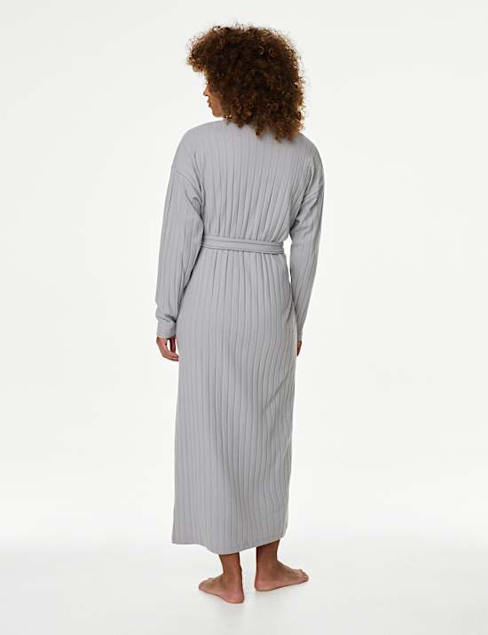 2pc Ribbed Nightdress & Cardigan Set