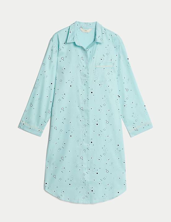 Chemise de nuit en coton satiné imprimé Eid